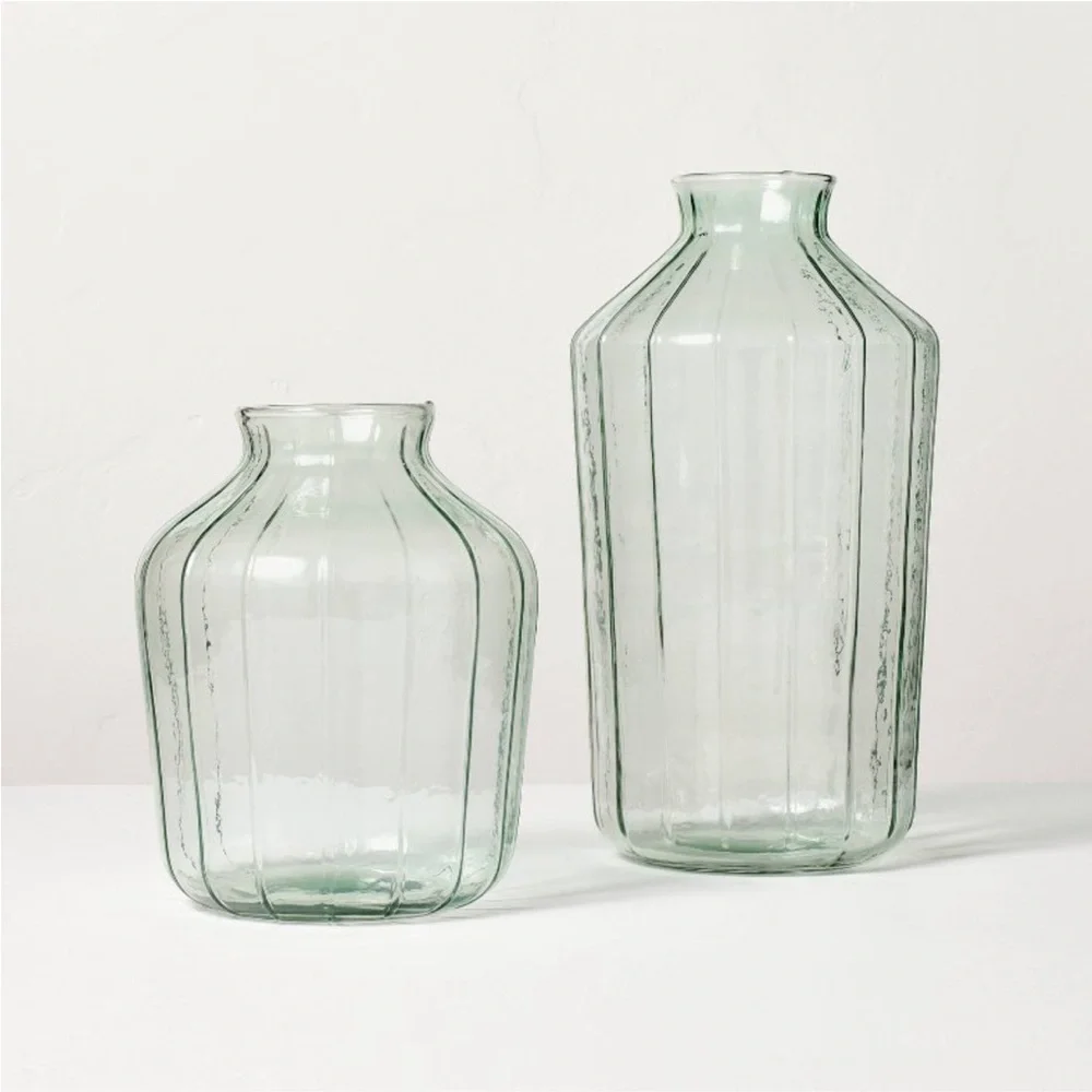 14” Ribbed Glass Decorative Flower Vase - Hearth & Hand™ with Magnolia